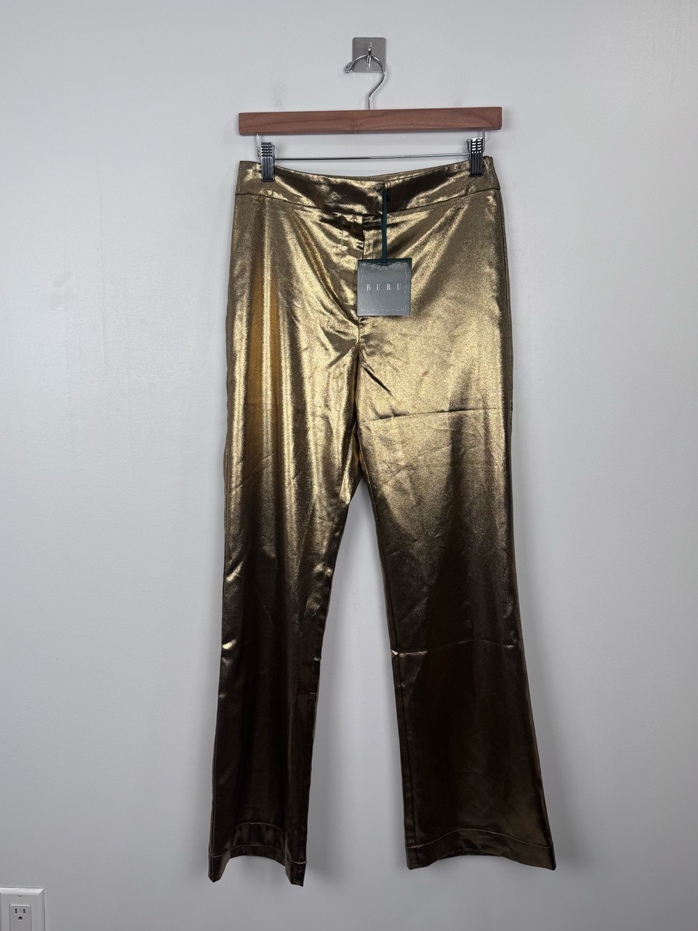NWT BURU Women Tate Trousers Gold Lame Size XS